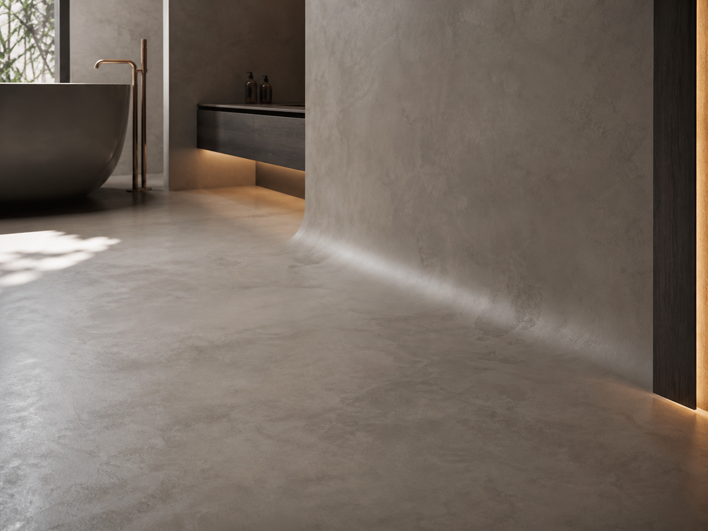 Microcement decorative floor finish by Golden Shore Home Contractors